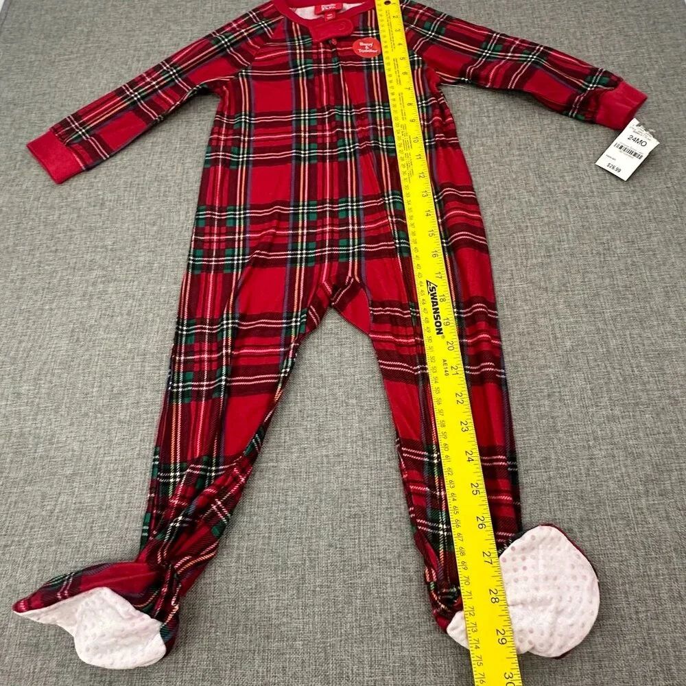 NEW! Baby‎ Family PJ'S Macy's Plaid  Red Green 24 Months Footed One Piece